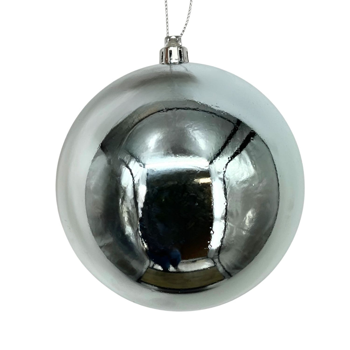 Plastic Shiny Finish Ball Ornament 6" - Silver Blue | ZT