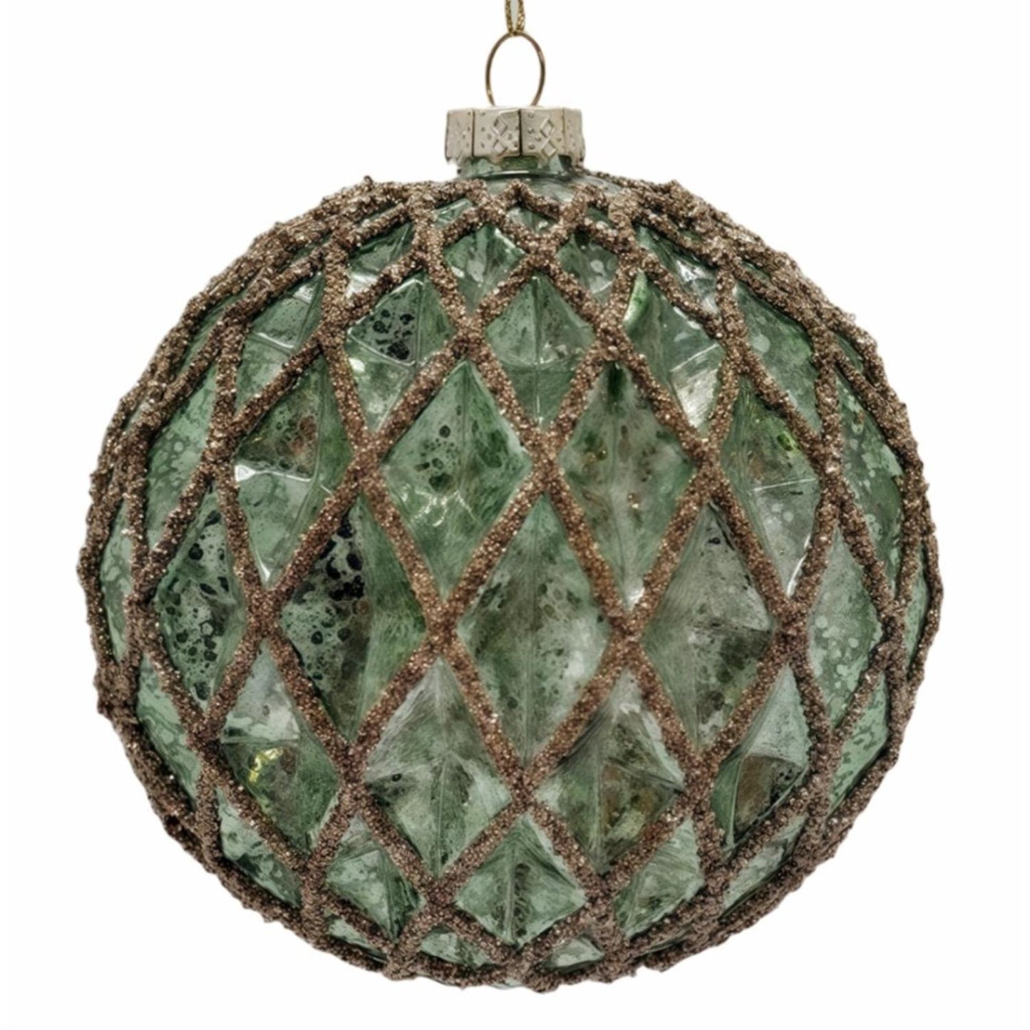 Vintage Estate Aqua Glass Ball Ornament 4.5" | TG