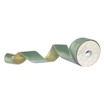 2.5"X10YD Light Aqua Velvet Ribbon with Platinum Lame Back and Platinum Edge | IR