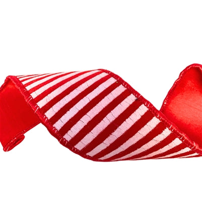 Red Velvet w/ White Cracked Stripe 2.5"X10YD | IR