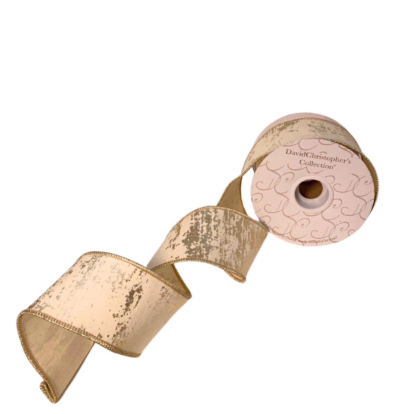 Ivory Gold Faux Dupioni Abstract Ribbon 2.5” x 10yd | IR