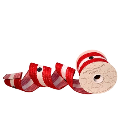 Red Fuzzy White Center Button Ribbon 4”X10YD | IR