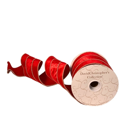 Red Velvet Triple Layer Gold Edge Ribbon 4”X10YD| IR