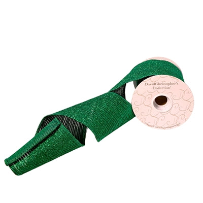 Sheer Base Glitter Mini Stripe Ribbon - Emerald 4"X10YD | IR