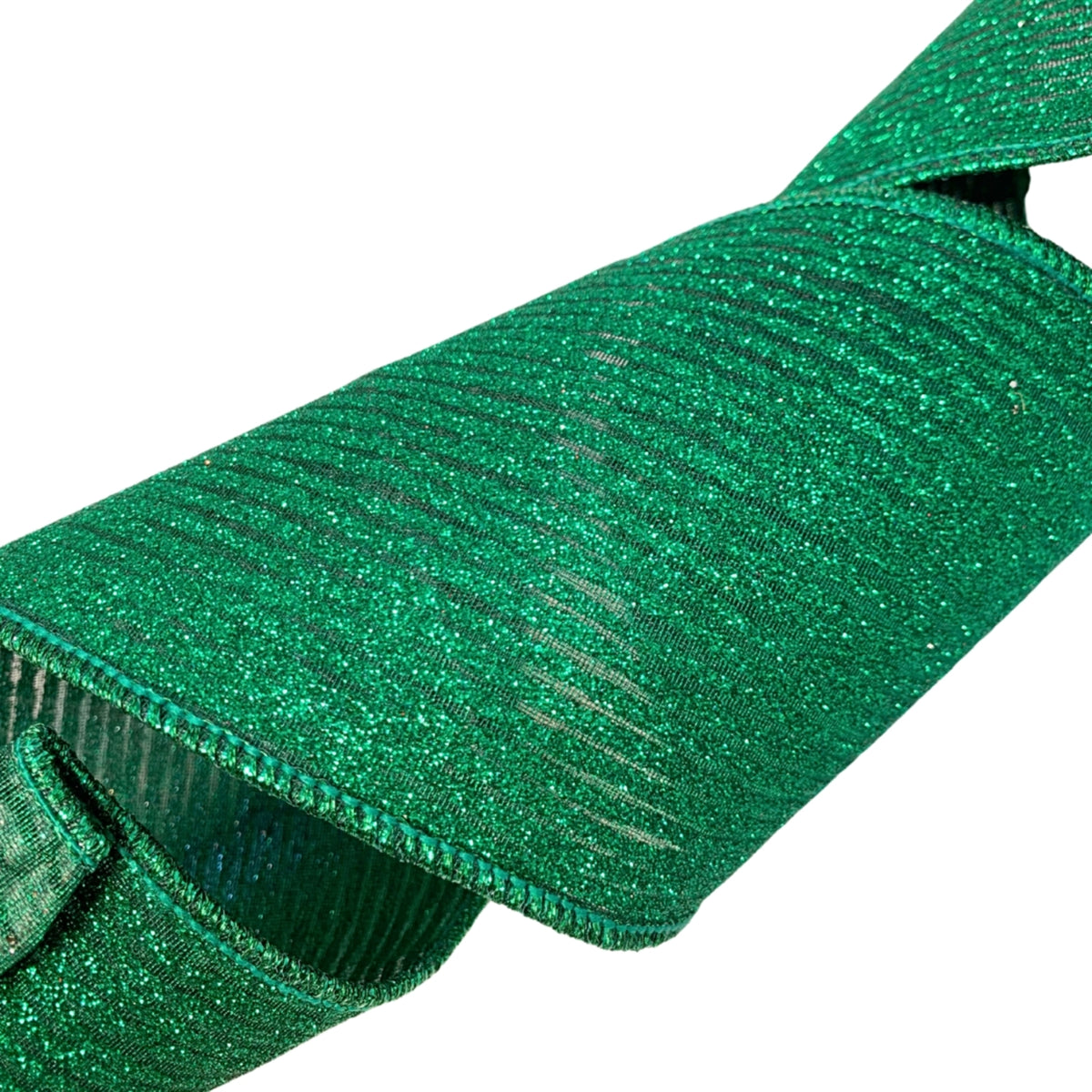 Sheer Base Glitter Mini Stripe Ribbon - Emerald 4"X10YD | IR