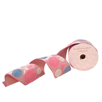 Pink Velvet w/ Fuzzy Pink/White/Blue Dot Ribbon 4”X10YD | IR