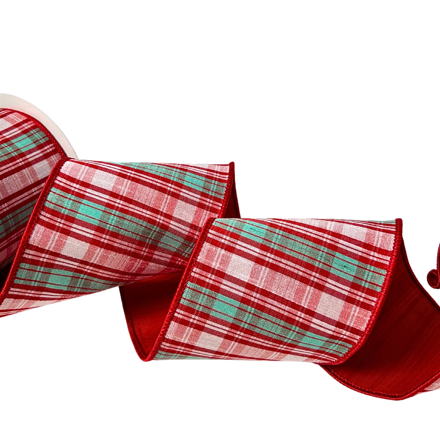Red/Aqua/Pink Plaid Ribbon 4” x 10yd | IR