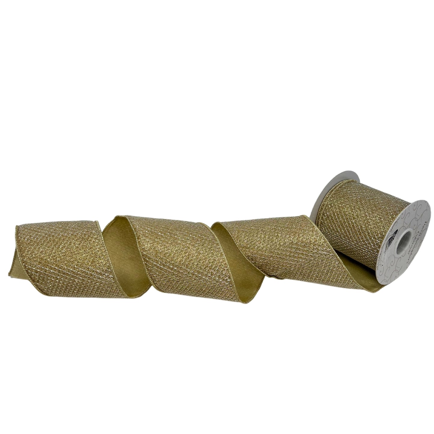Light Gold Metallic Jacquard Ribbon 4" x 10yd | IR