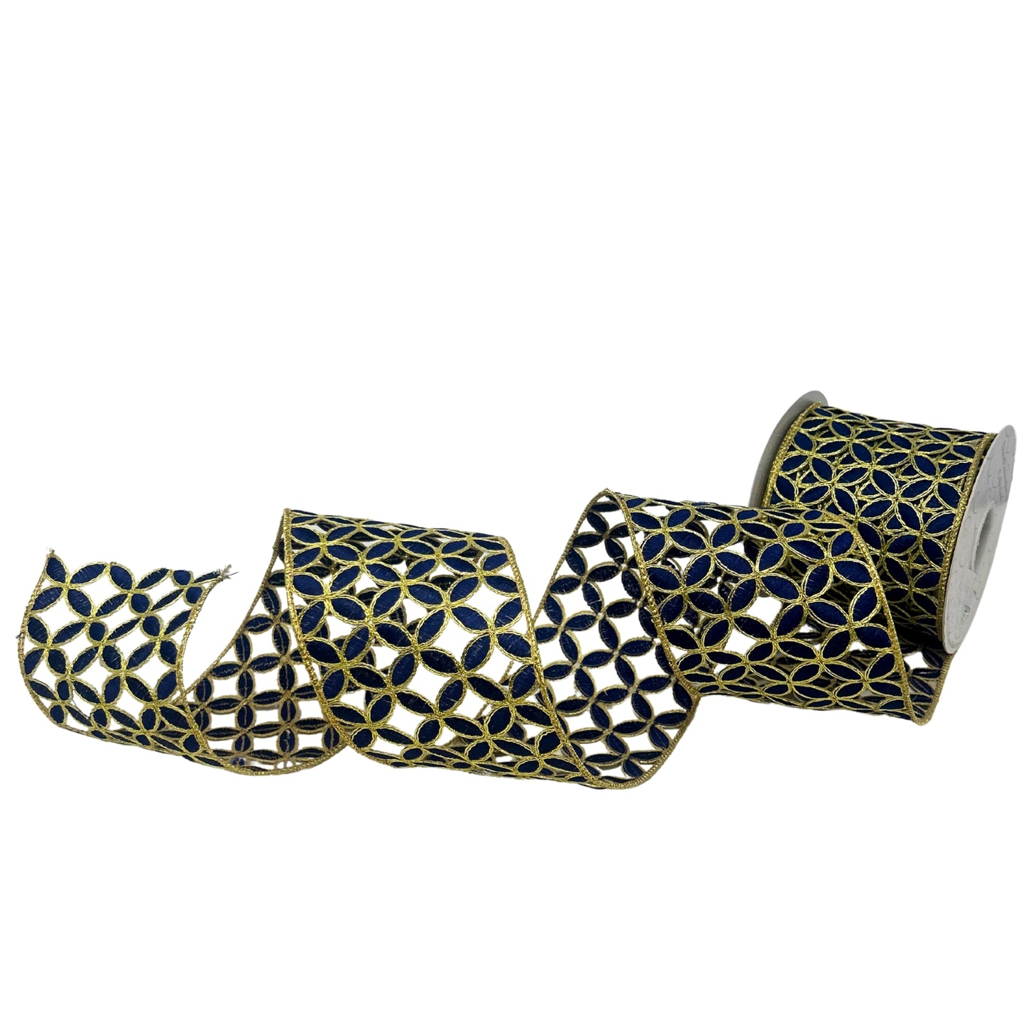 Navy/Gold Cutout Ribbon 4" x 5yd | IR