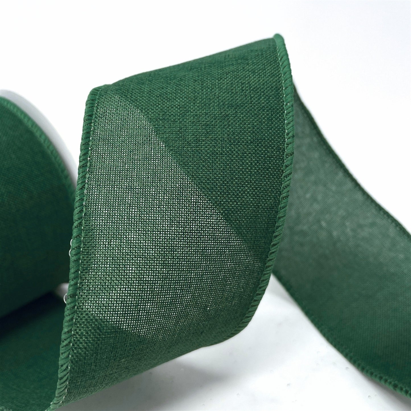 Faux Linen Ribbon 2.5" x 10yd - Dark Green | CRR