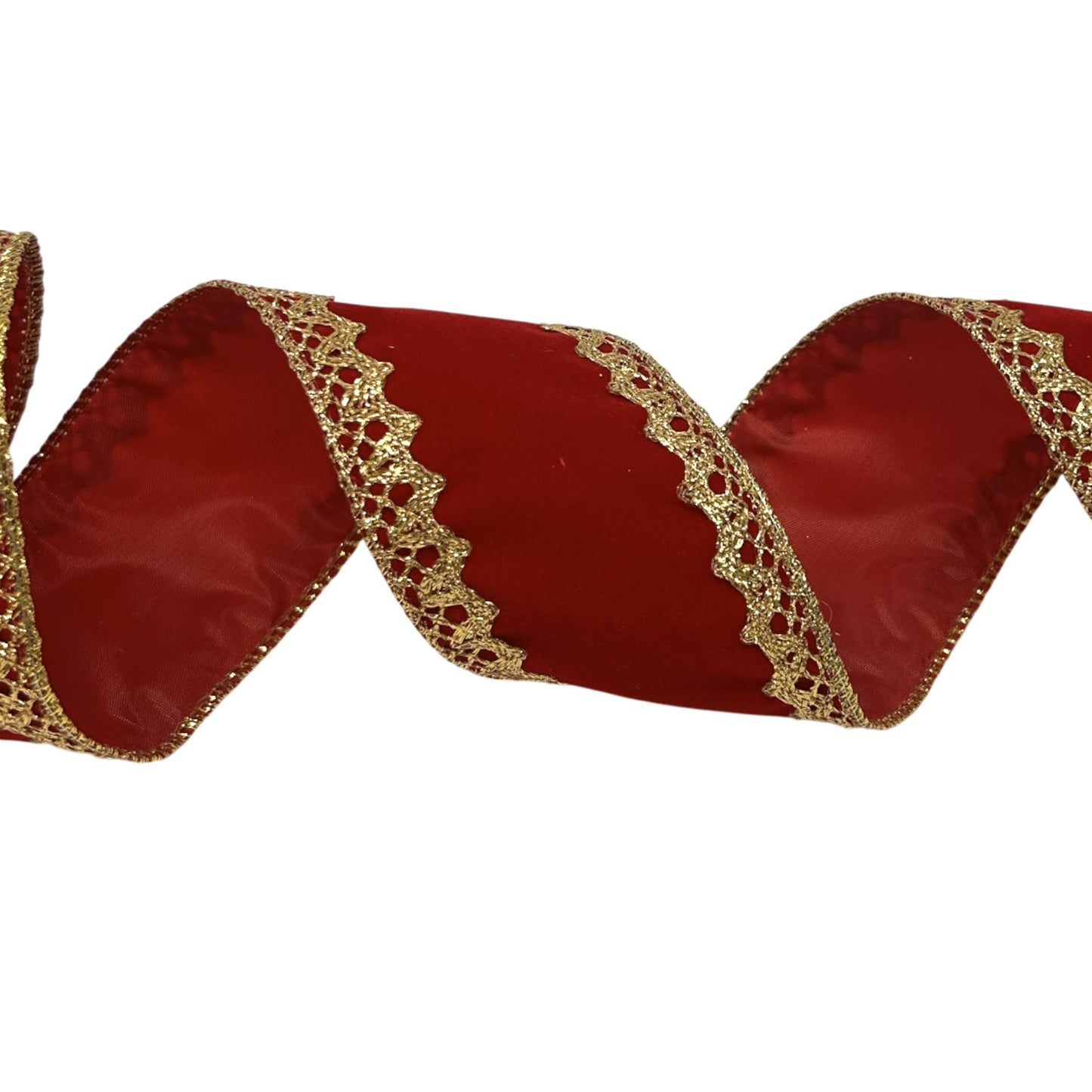 Flocked Velvet Ribbon w/ Gold Edge Trim 2.5" x 10yd | CRR