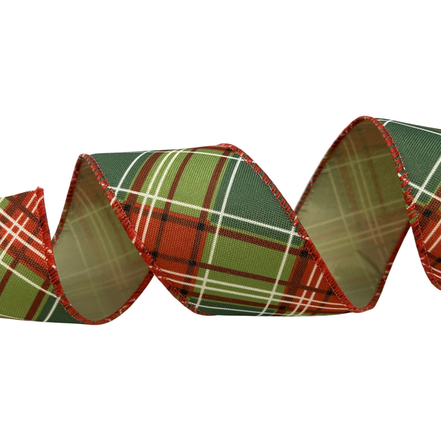 Red/Green Diagonal Plaid Ribbon 2.5" x 10yd | CRR