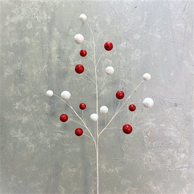 Whimsical Glitter Ball Spray 33" - Red/White | KS