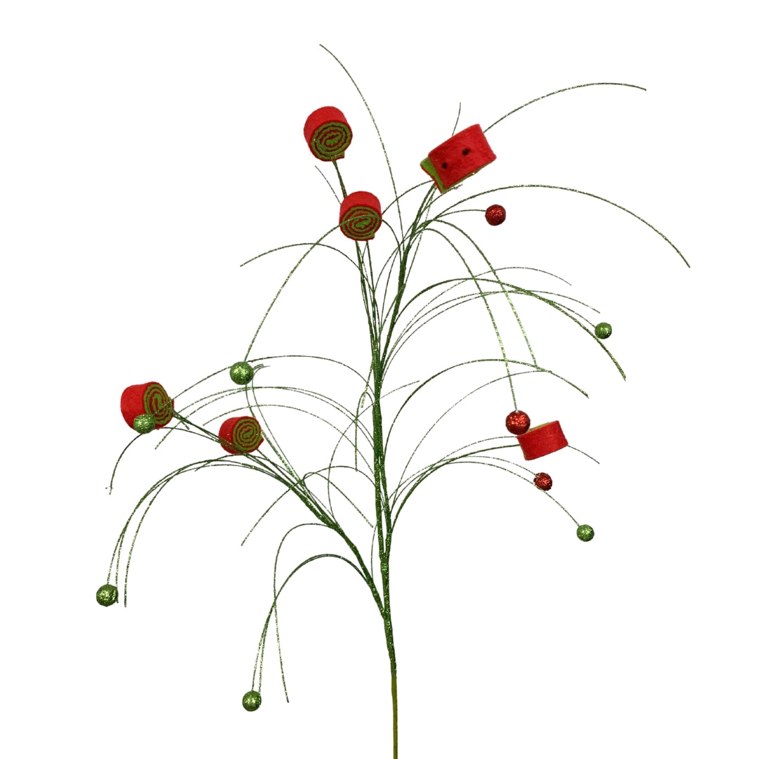 Candy Roll Twig Spray 35" - Red/Green | KS