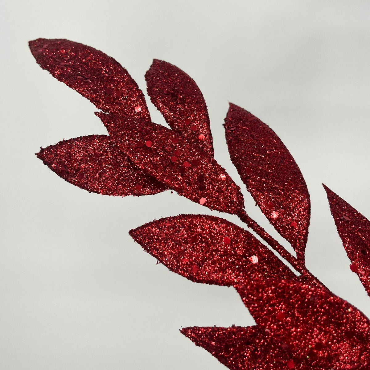 Glitter Bay Leaf Spray 29" - Burgundy | KS