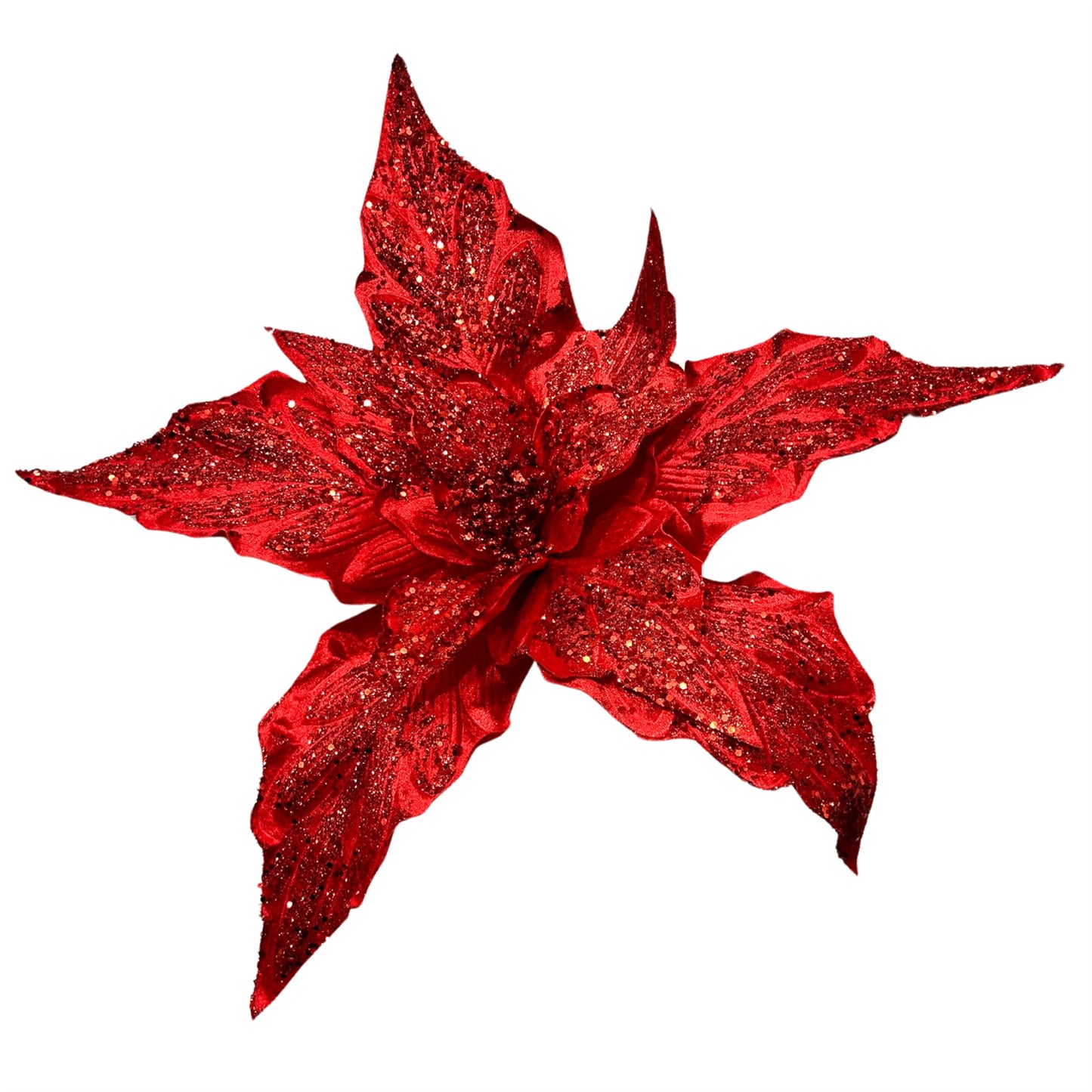 Marvelous Metallic Large Poinsettia 22" Dia / 30" H - Red |KS