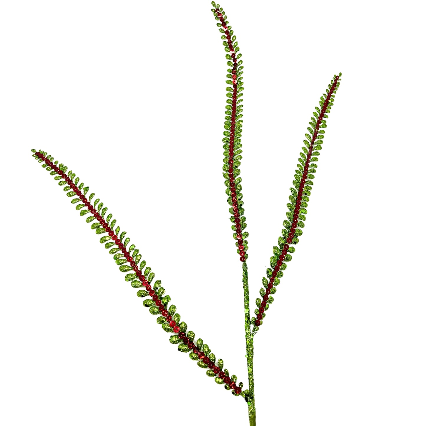 Glittered Fern Spray Lime/Red 33” | KS