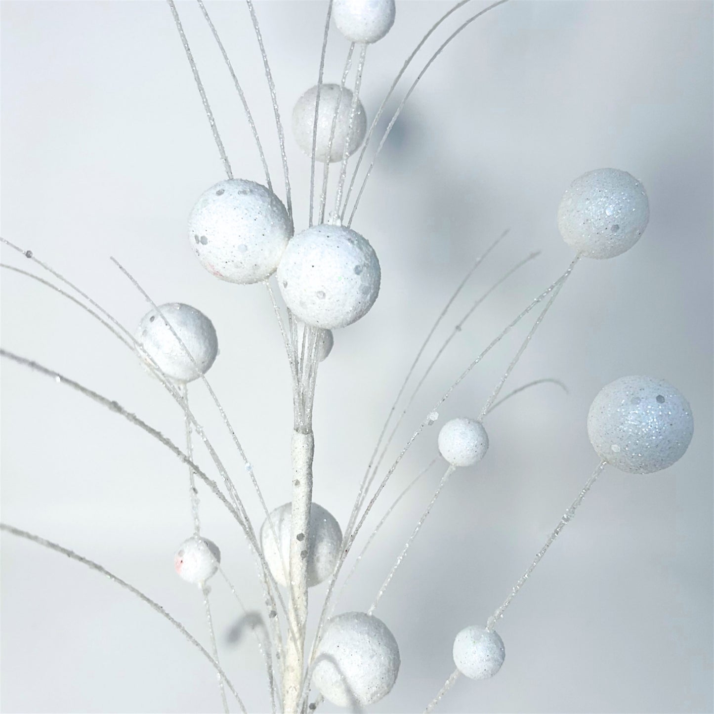 Mixed Size Glittered Ball Spray - White 27" | KS