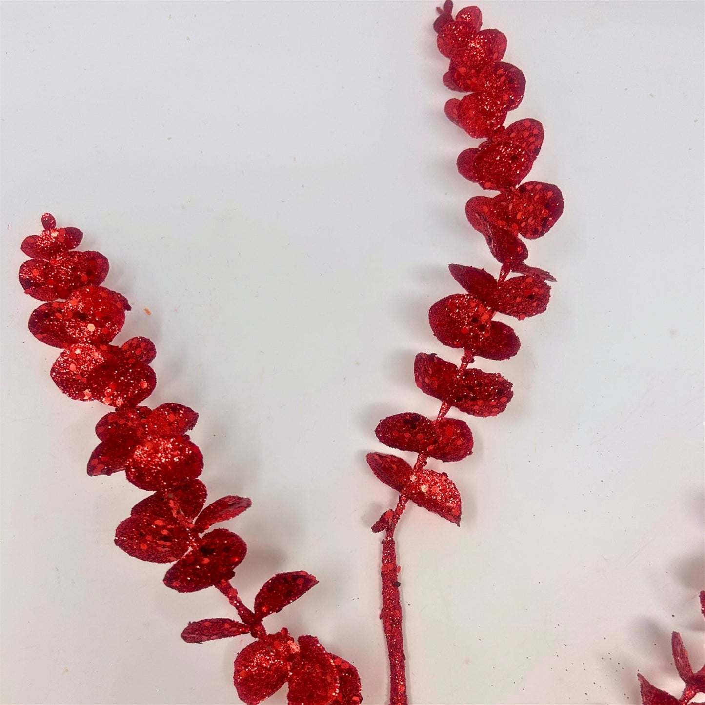 Glamorous Glittered Eucalyptus Spray - Red 29" | KS