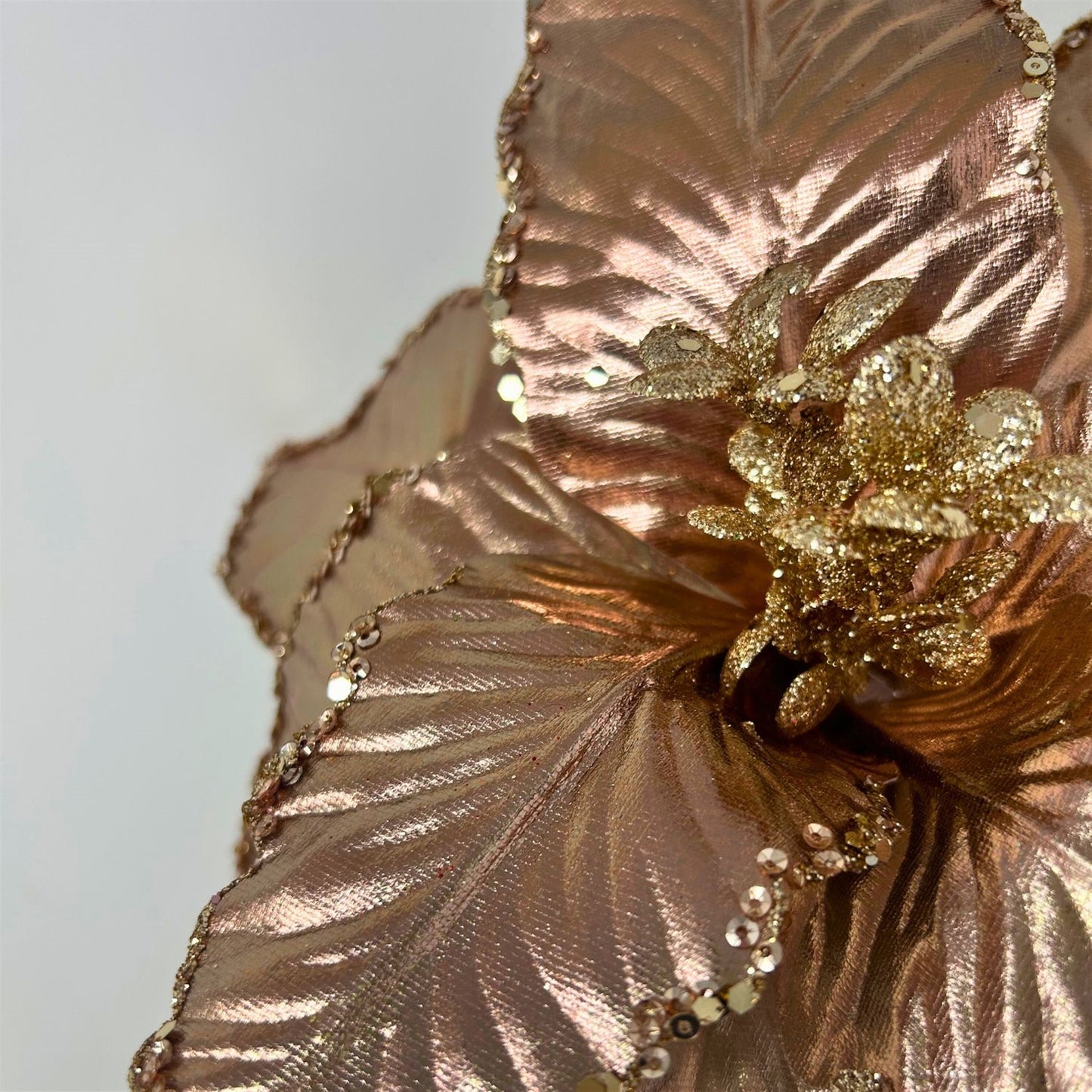 Metallic Poinsettia Eucalyptus Center Stem - Rose Gold 13” | KS