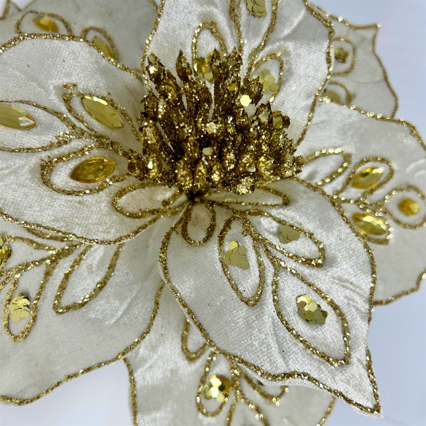 Palace Poinsettia Stem - Ivory/Gold 21” | KS