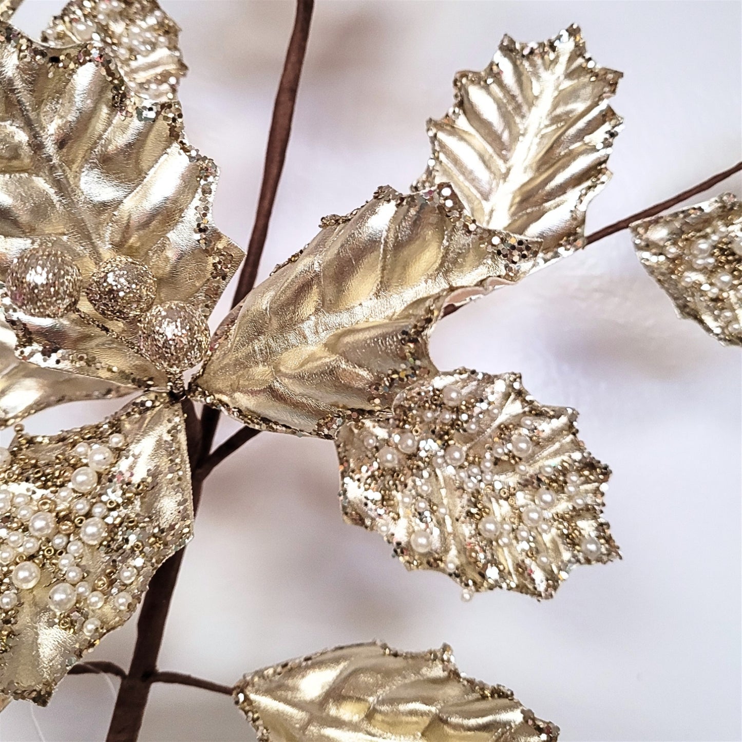 Metallic Pearl Holly Spray - Champagne 27” | KS