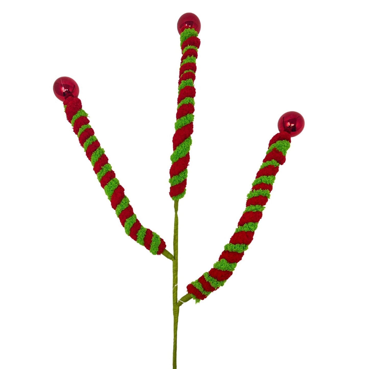 Jumbo Chenille Candy Ball Spray - Red/Green 28” | KS