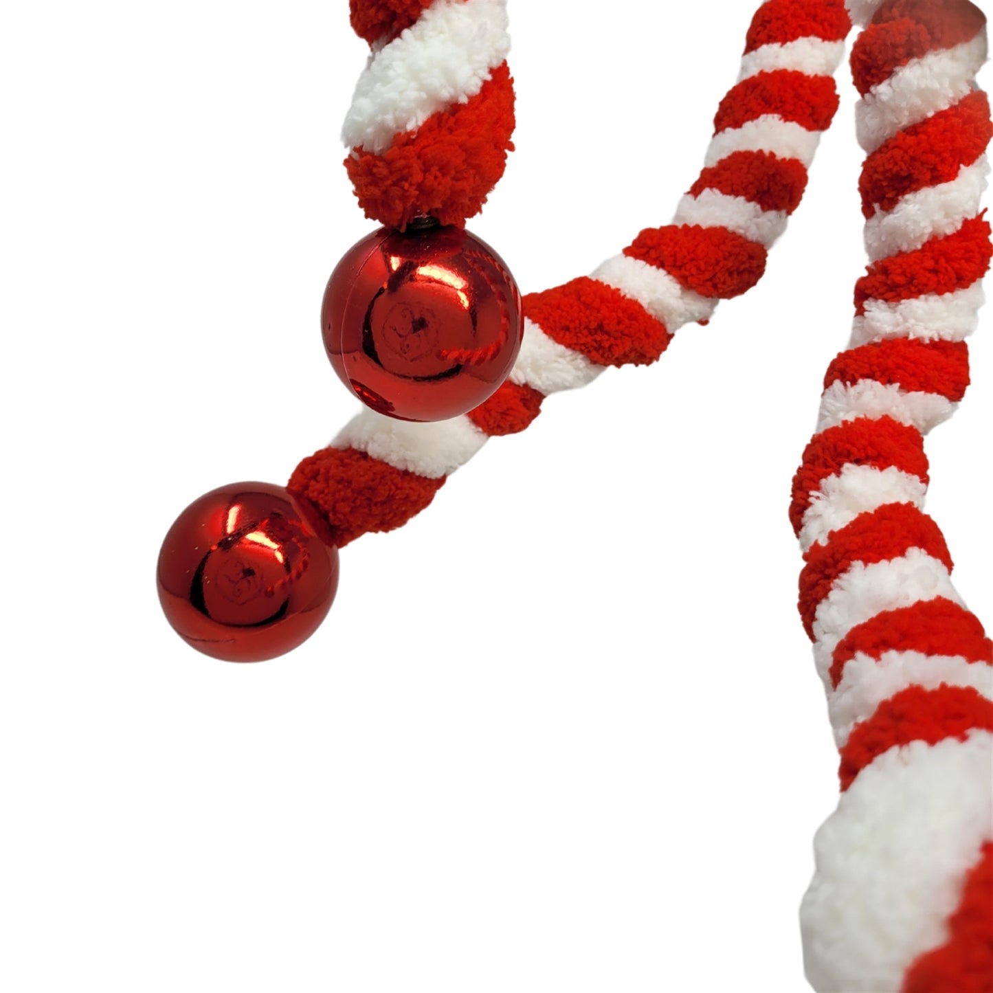 Jumbo Chenille Candy Ball Spray - Red/White 28” | KS