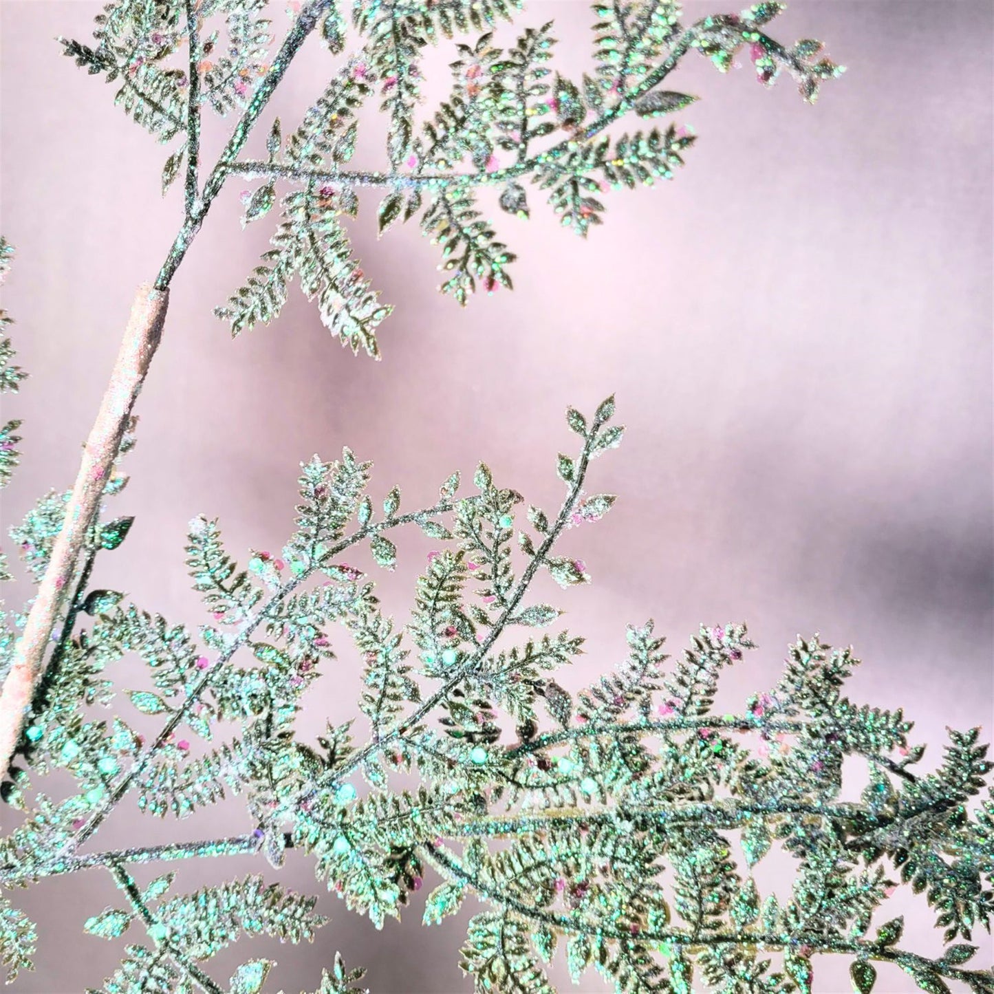 Glittered Fern Spray - Aqua/Iridescent 29” | KS