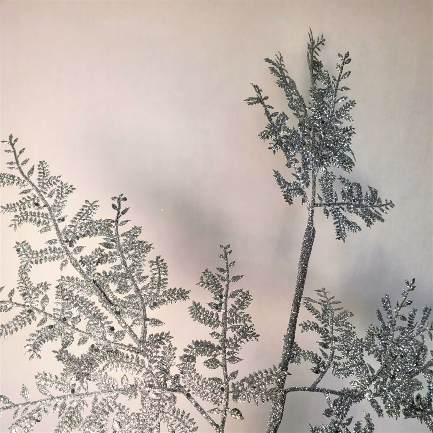 Glittered Fern Spray - Silver 29” | KS
