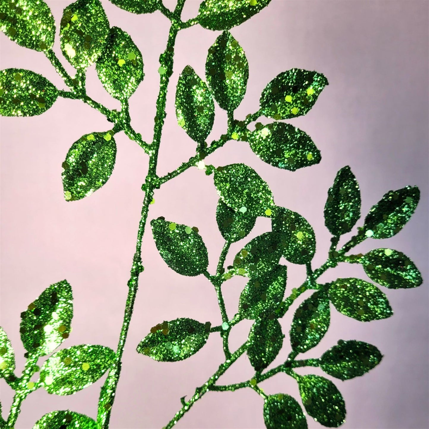 Glitter Tea Leaf Spray - Green 27” | KS