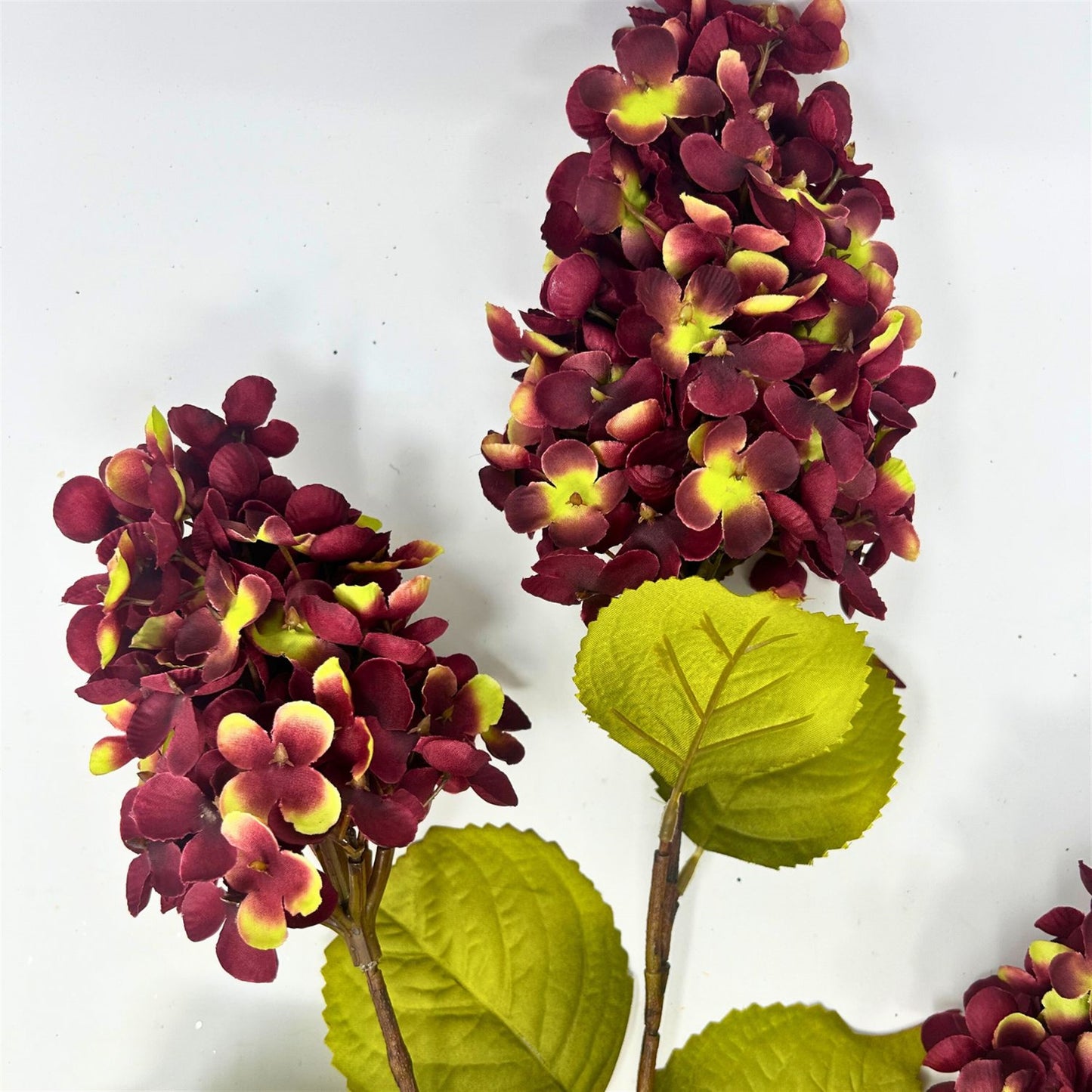 Meadows Cone Hydrangea Stem x 3 - Burgundy/Green 39” | YS