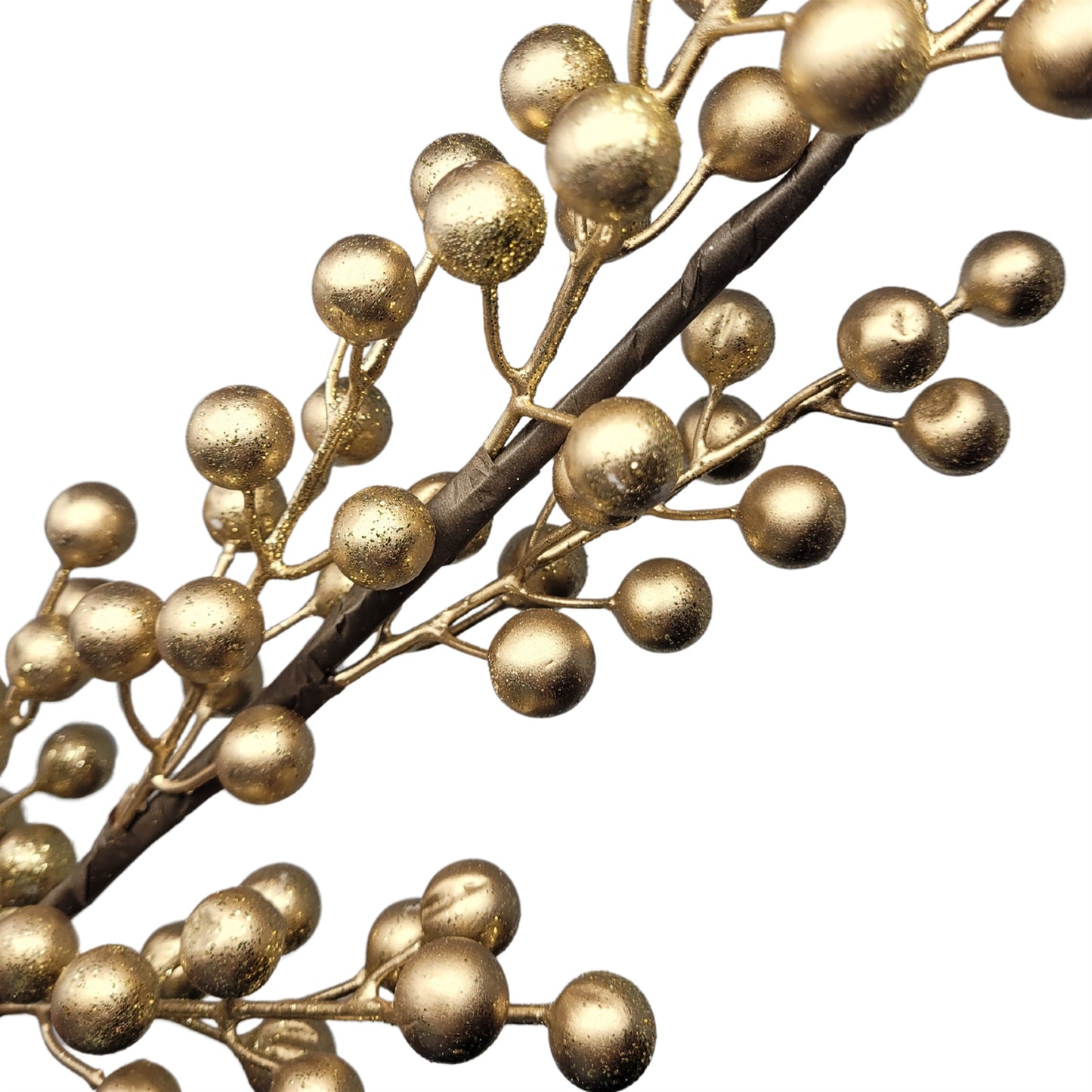 Metallic Glitter Berry Spray - Gold 24.5" | YS