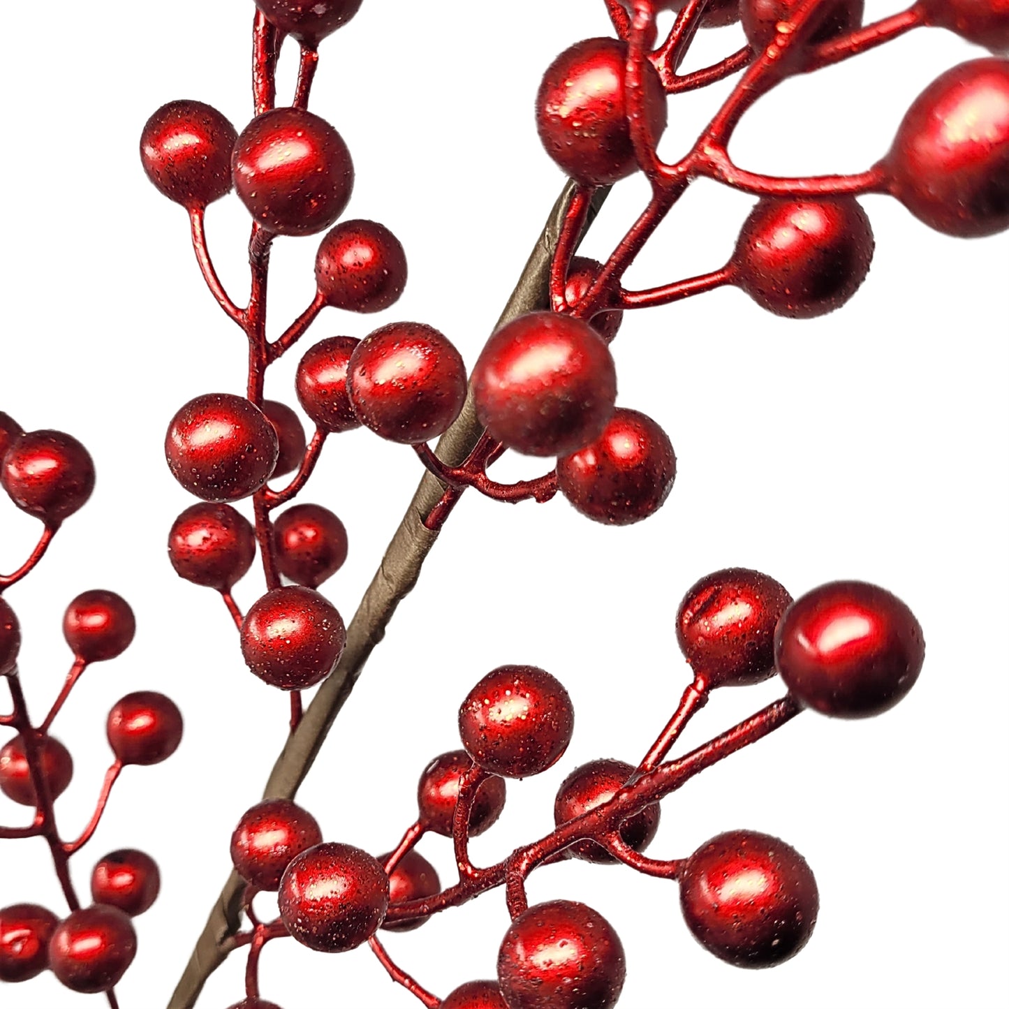 Metallic Glitter Berry Spray - Red 24.5" | YS