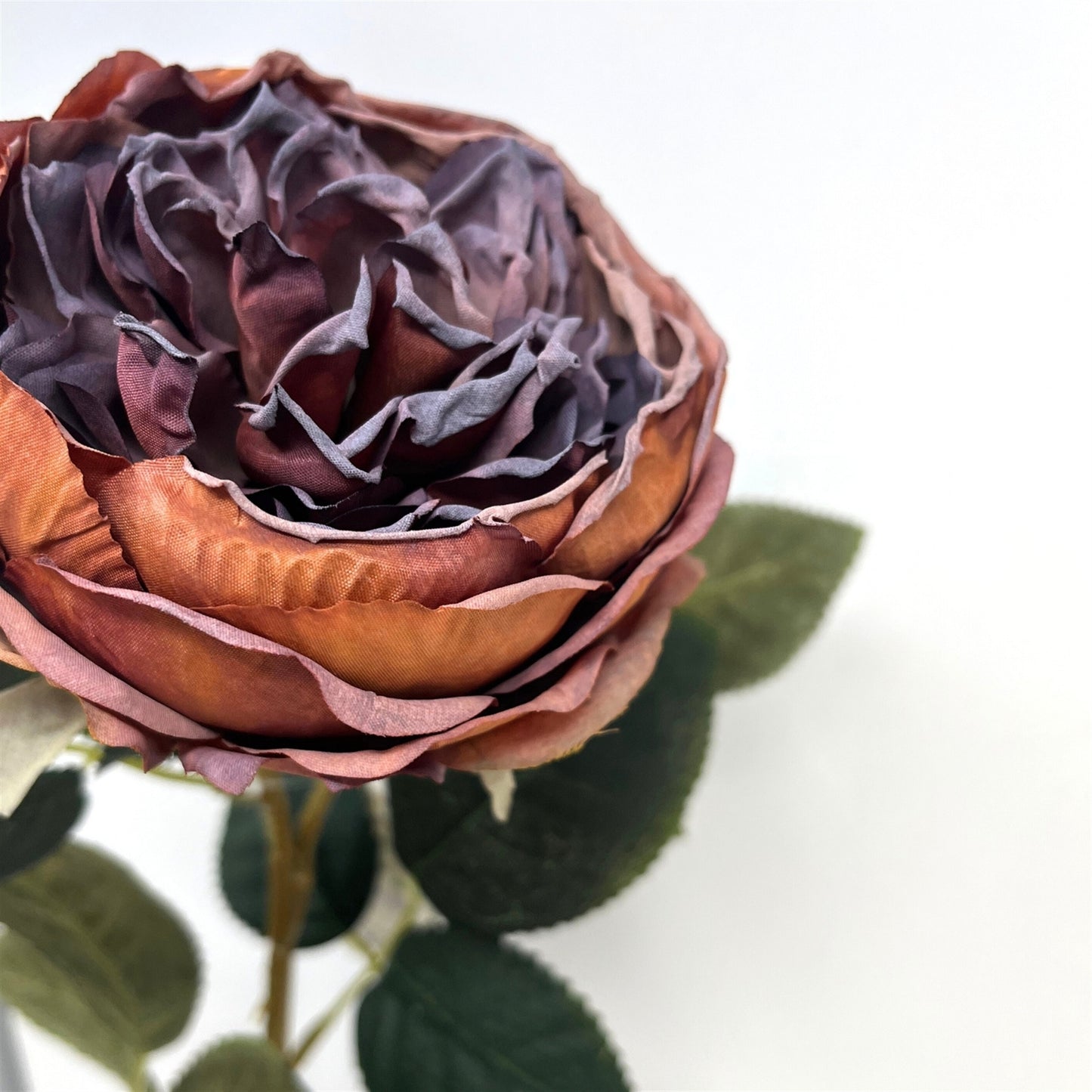 Faux Dried English Rose 24" - Copper/Plum