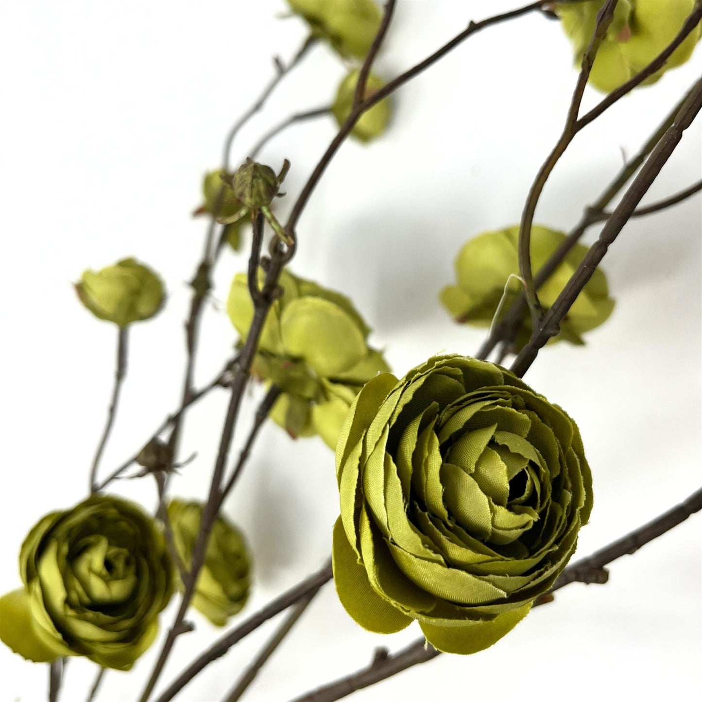 Blooming Ranunculus Branch 44" - Olive Green