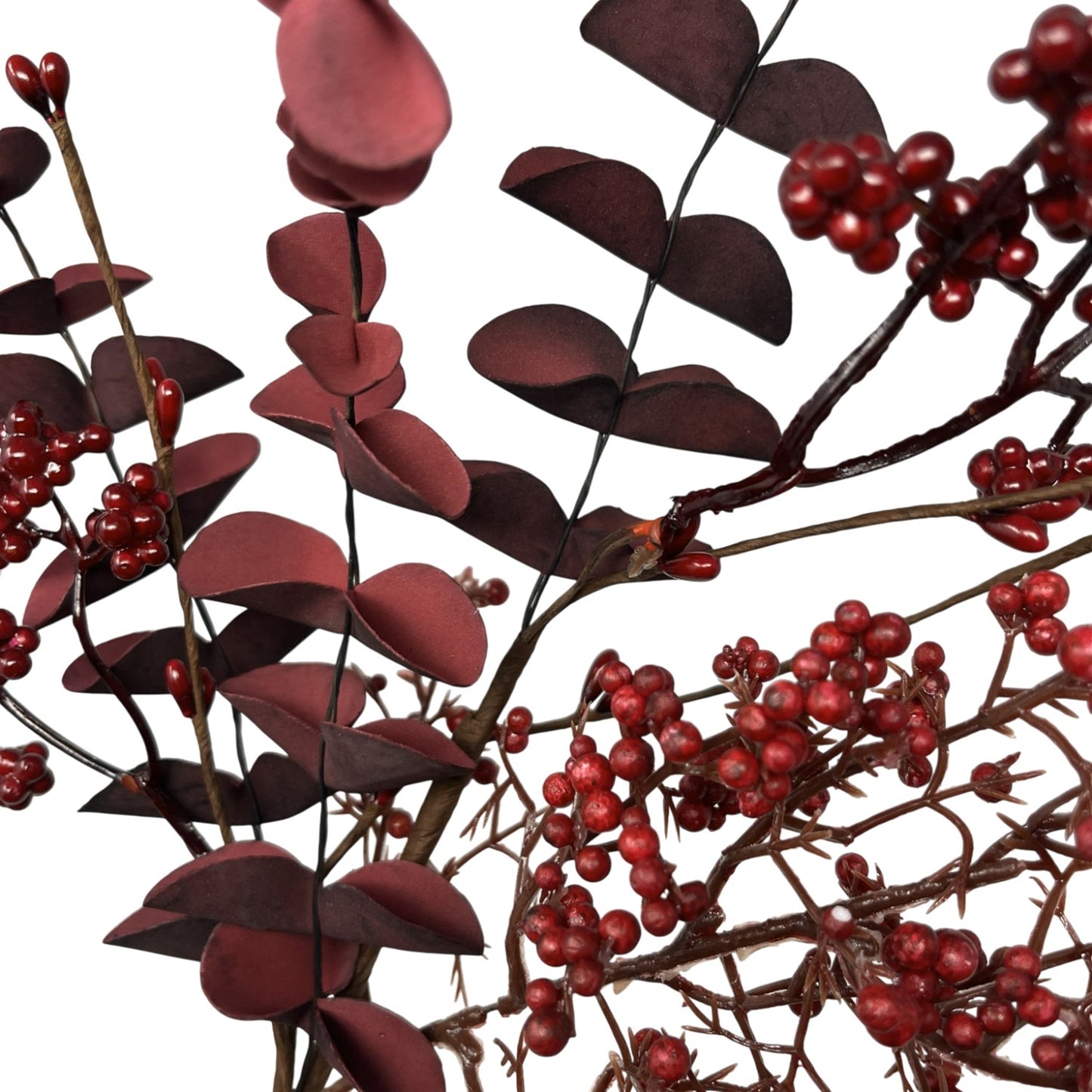 Mixed Berry Boxwood Spray Burgundy/Red 18" | KS