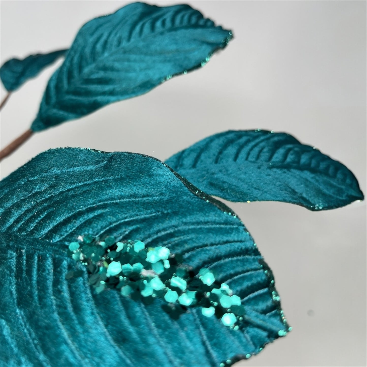 Velvet Magnolia Leaf w/ Sequins 26" - Dark Teal | DB