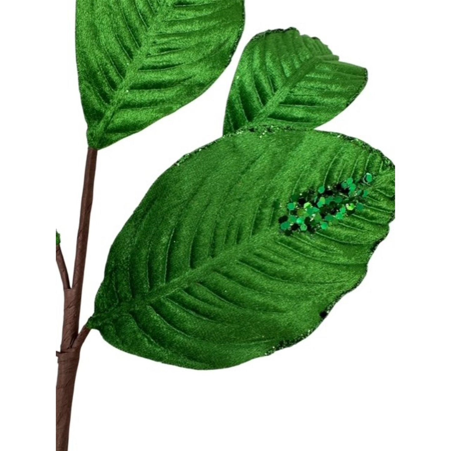 Velvet Magnolia Leaf w/ Sequins 26" - Emerald | DB