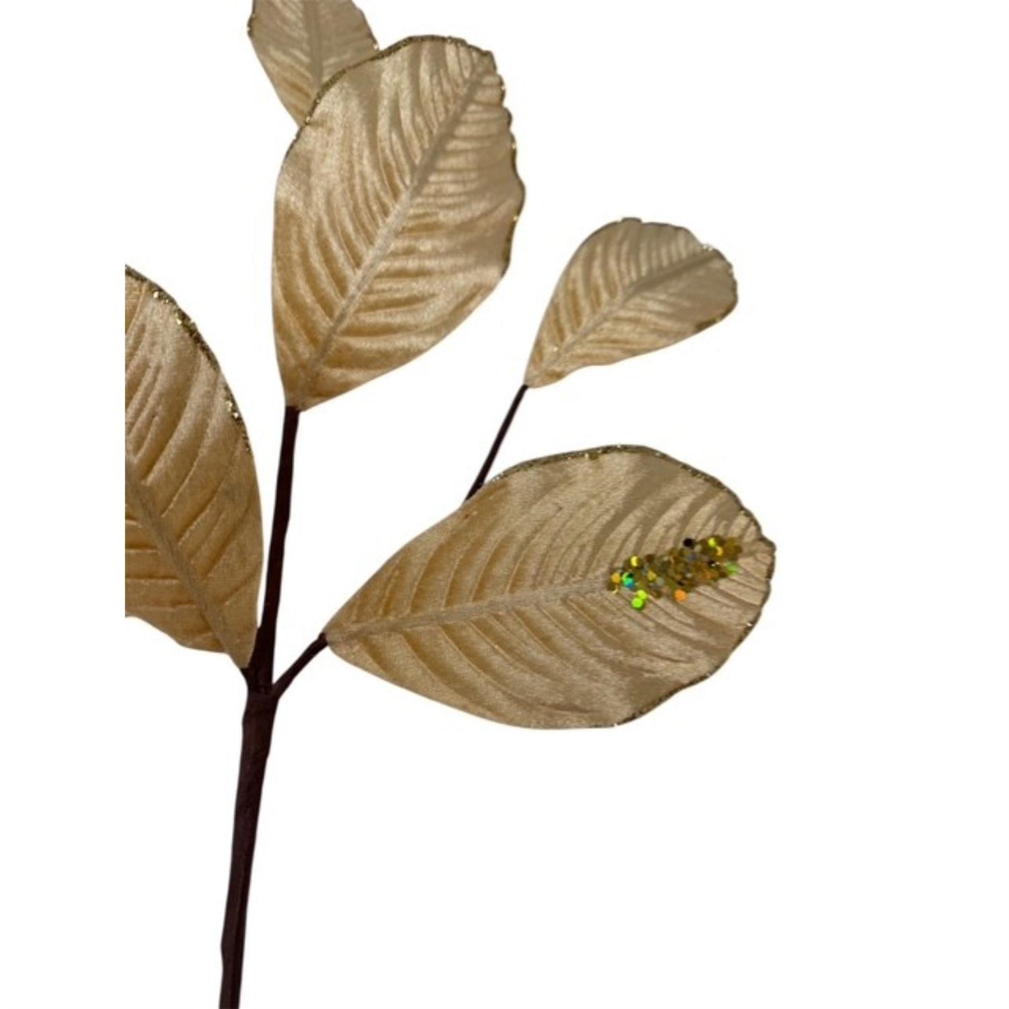 Velvet Magnolia Leaf w/ Sequins 26" - Gold | DB