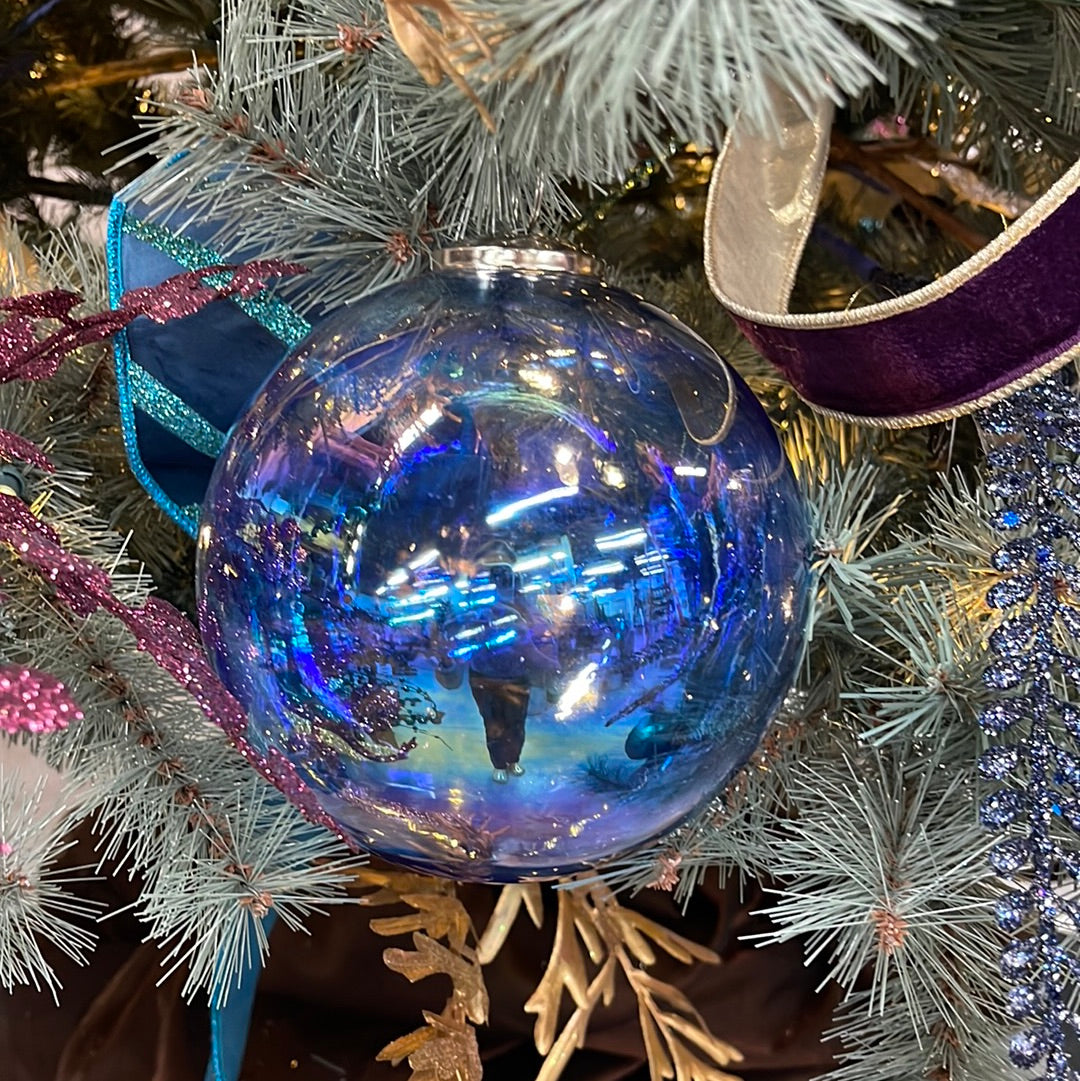 Iridescent Glass Ball 6''-Blue
