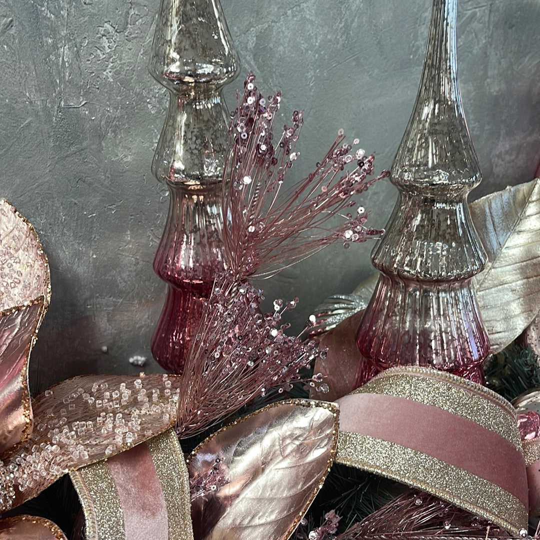 Sequin Firecracker Pine Spray 31" in Rose Gold | XJC22