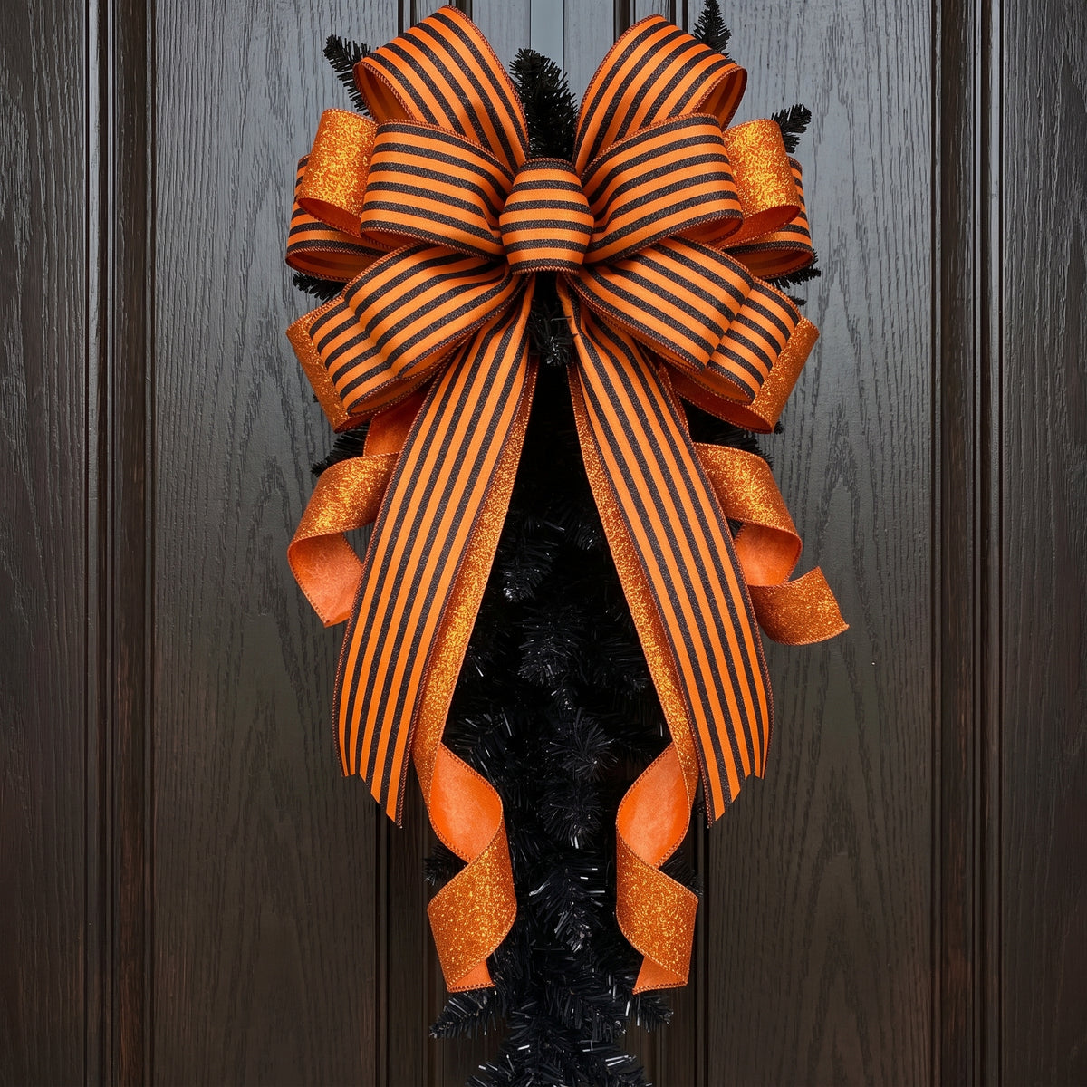 Orange w/ Black Glitter Stripe Ribbon 2.5" x10yd | CRR