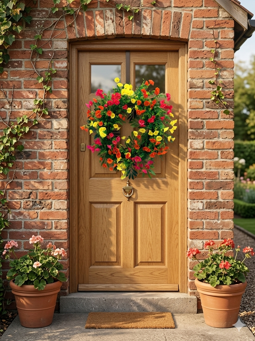 27" Morning Glory Wreath (Orange, Pink, Yellow) {Completed Wreath}