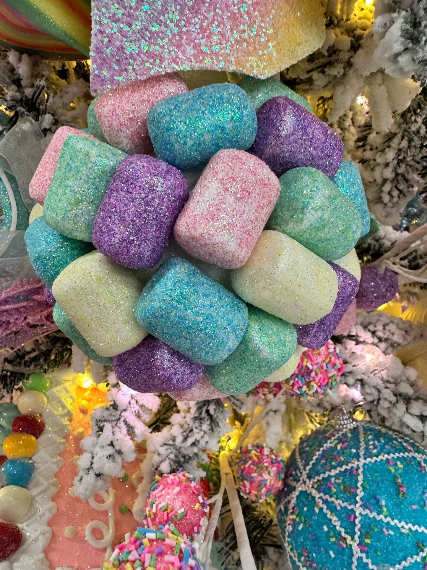 Marshmallow Treat Ball Ornament 5” - Pink/Purple/Blue/Yellow | KS