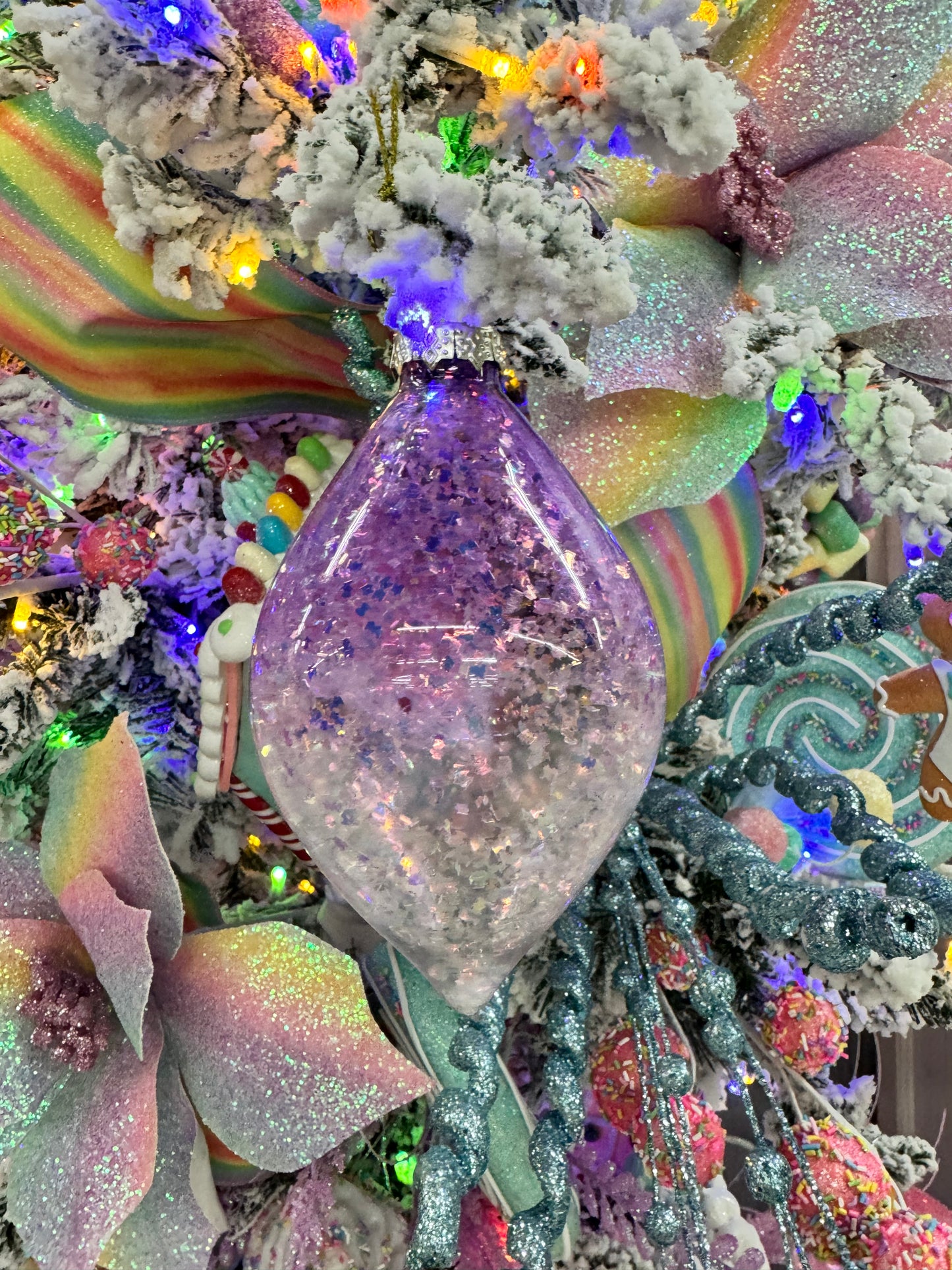 Winter Wonderland Ombre Glass Finial Ornament 5" x 3" - Lavender | GS