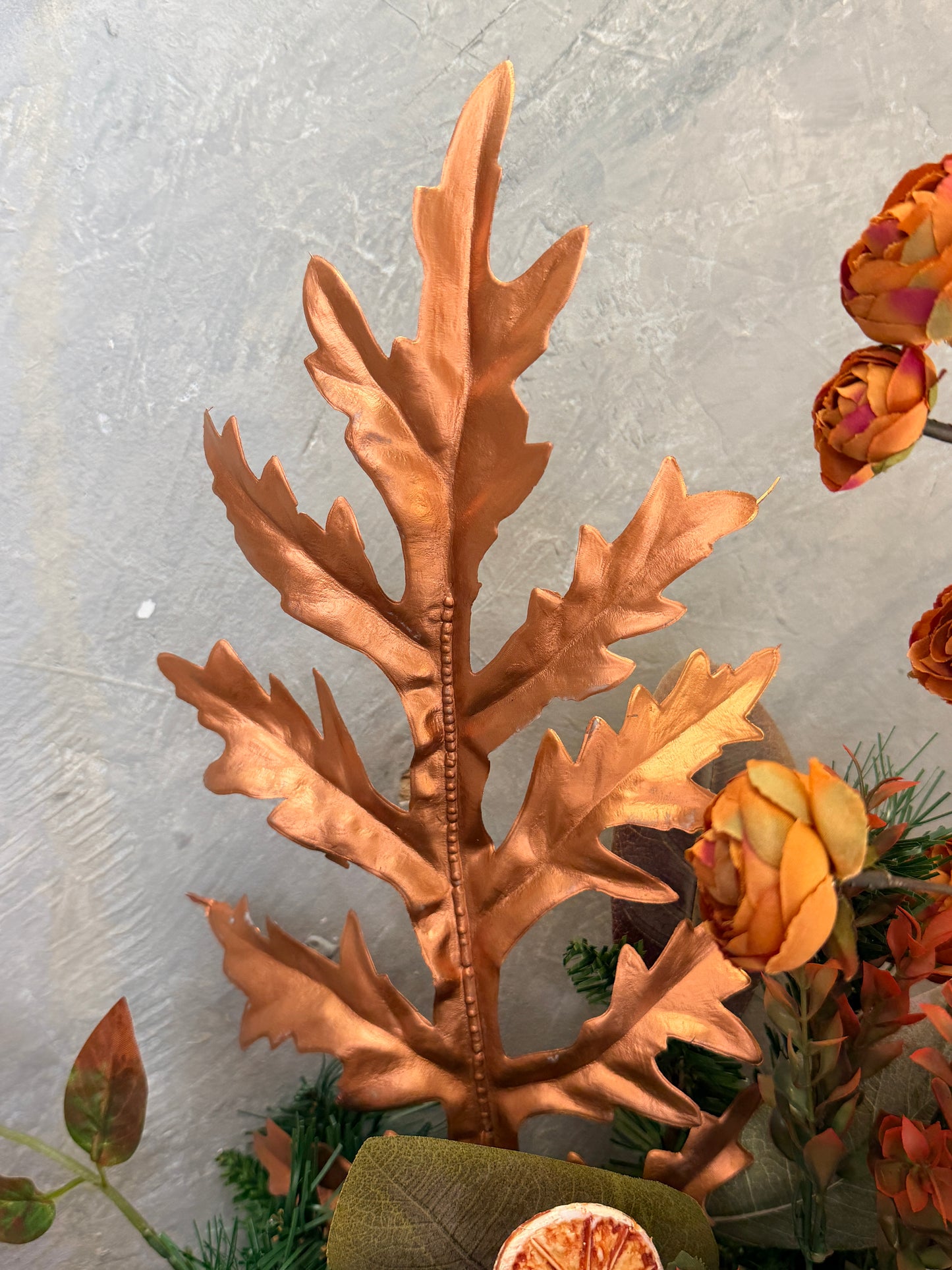 DIY Kit Elegant Fall Teardrop Featuring English Roses, Ranunculus & Orange Slices {Assembly Required}