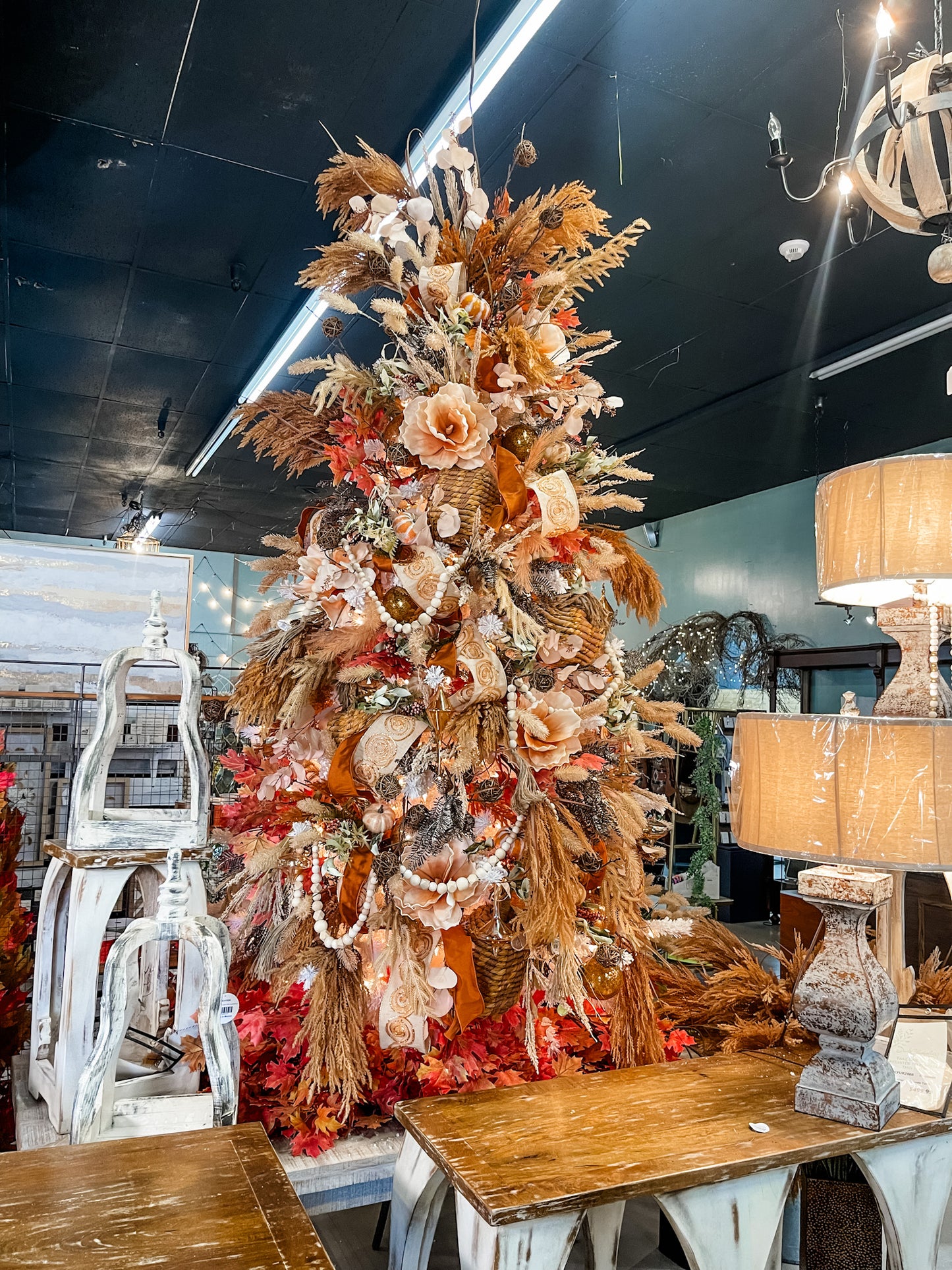 28" Pampas Grass Spray in Coral | XJ