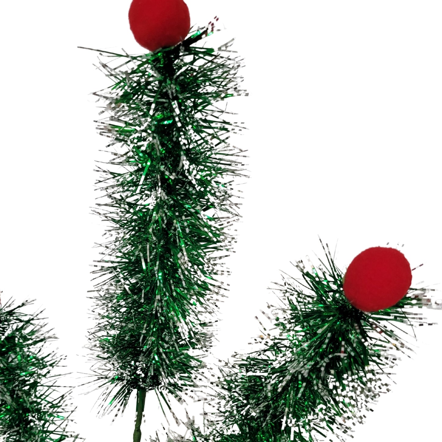 Christmasville Tinsel Ball Spray - Green/White/Red 26” | KS