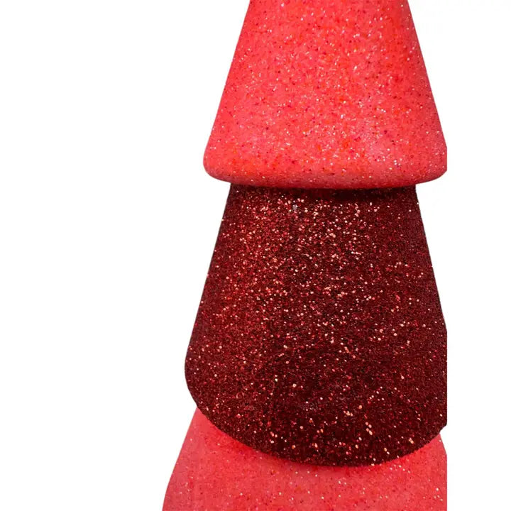 Iridescent Glitter Tree Ornament - Red/Coral 9" | YK